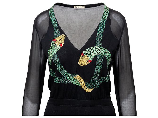 Abito a serpente decorato con glitter Krizia Nero - vista 3