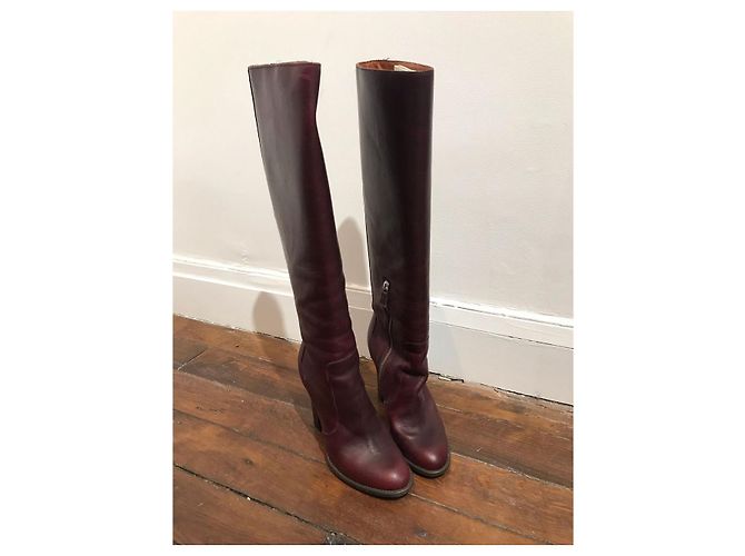 Botas LANVIN T.EU 37.5 Cuero Burdeos - vista 2