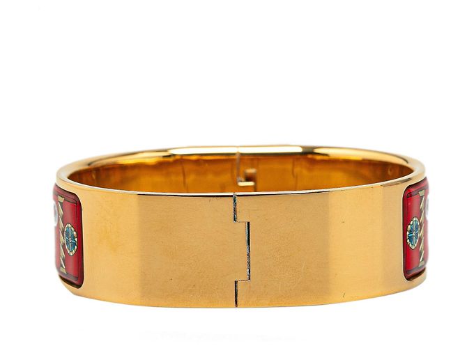 Rotes Hermès breites Emaille-Elefanten-Hingearmband 60 - Ansicht 3