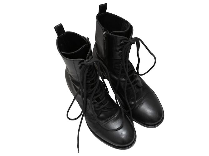 Bottes à lacets à talons noires Ann Demeulemeester taille 39 - vue 2