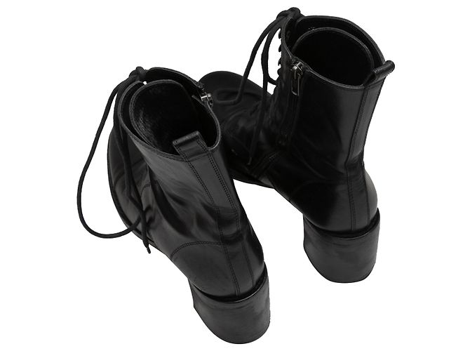 Bottes à lacets à talons noires Ann Demeulemeester taille 39 - vue 3