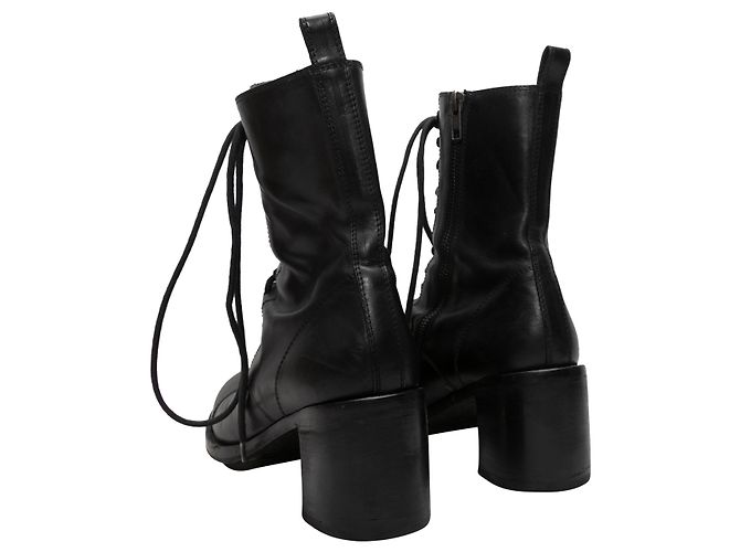 Bottes à lacets à talons noires Ann Demeulemeester taille 39 - vue 4