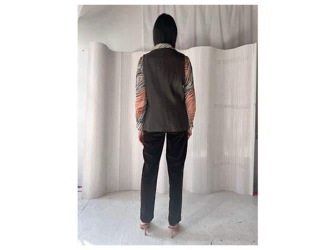 No Name Cocoa Leder Zip-Weste - Ansicht 12
