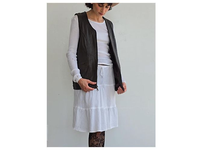 No Name Cocoa Leder Zip-Weste - Ansicht 2