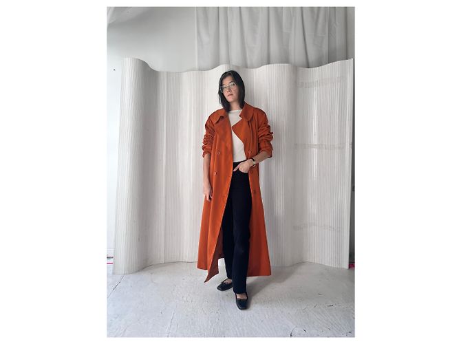 No Name Abrigo trench oversized naranja quemado - vista 2