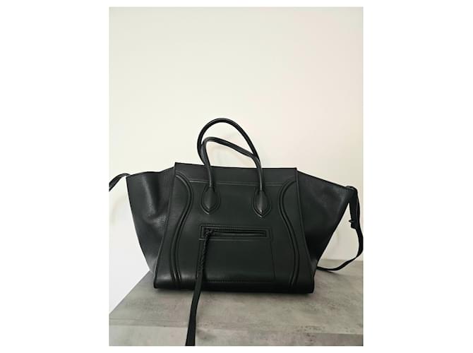 Borsa Céline Phantom in pelle nera Nero - vista 2