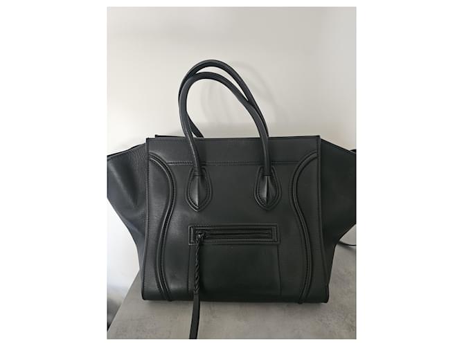 Borsa Céline Phantom in pelle nera Nero - vista 3