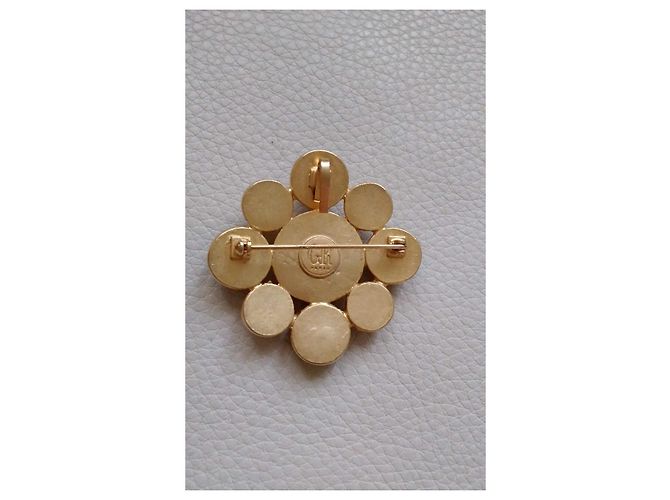 Spilla Georges Rech in pasta di vetro nera e bianca D'oro - vista 3