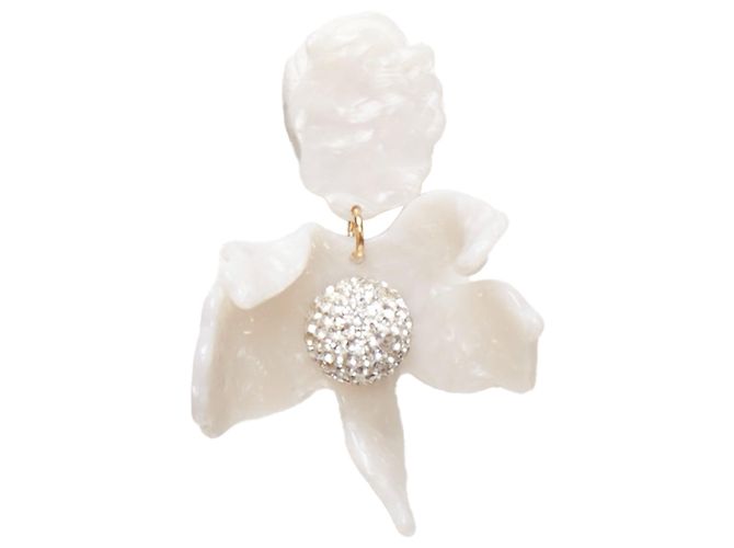 Orecchini a clip a forma di fiore in acrilico marmorizzato con cristalli argentati Lele Sadoughi Bianco - vista 3