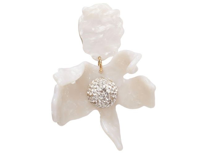 Orecchini a clip a forma di fiore in acrilico marmorizzato con cristalli argentati Lele Sadoughi Bianco - vista 4