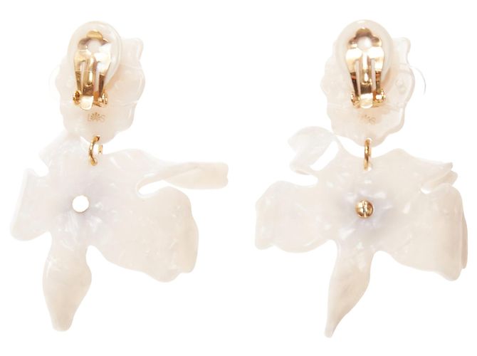 Orecchini a clip a forma di fiore in acrilico marmorizzato con cristalli argentati Lele Sadoughi Bianco - vista 5