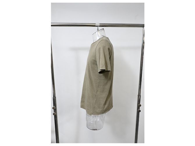 Camiseta de algodón caqui con estampado del logo de Saint Laurent efecto desgastado - vista 7