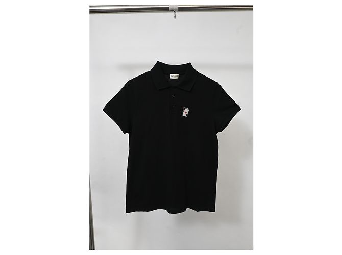 Polo de algodón negro con estampado de cartas de juego Saint Laurent - vista 5