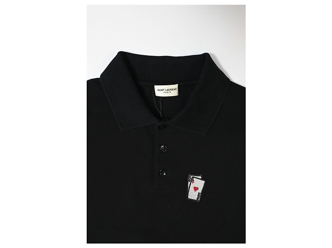 Polo de algodón negro con estampado de cartas de juego Saint Laurent - vista 7