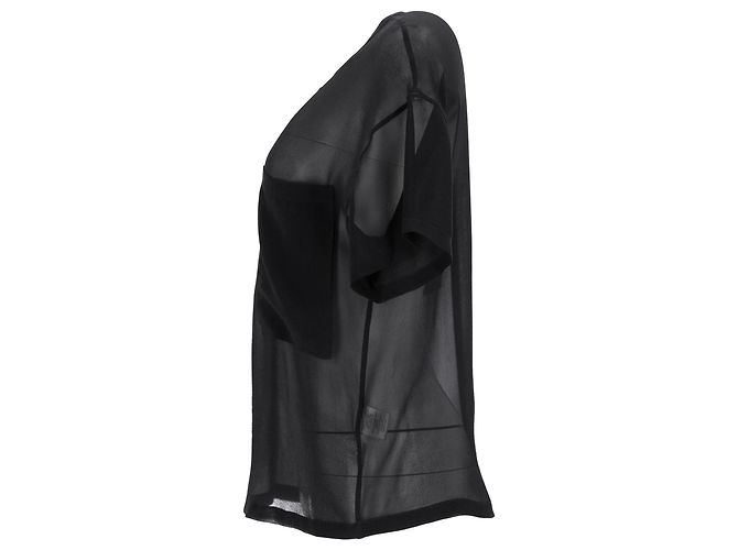Top Ghost trasparente Helmut Lang in seta nera Nero - vista 2
