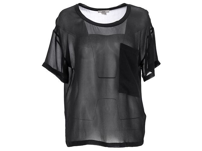 Top Ghost trasparente Helmut Lang in seta nera Nero - vista 6