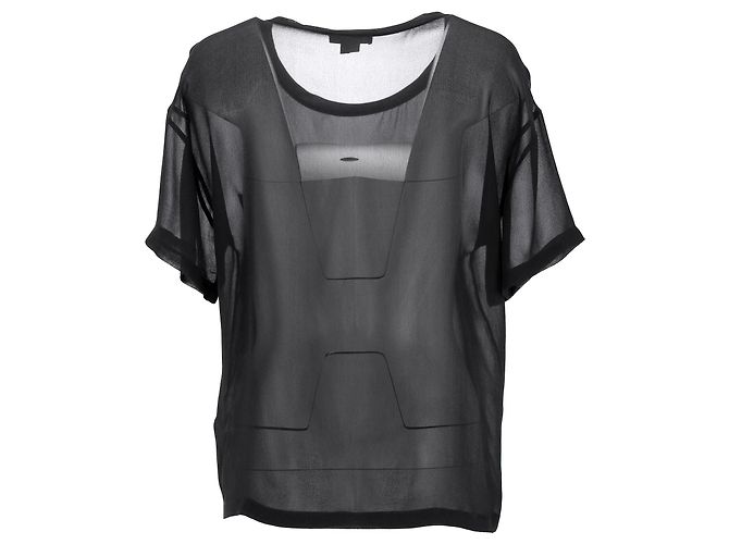 Top Ghost trasparente Helmut Lang in seta nera Nero - vista 8