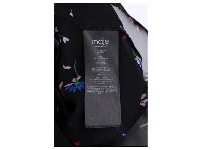 Maje Rüschentop mit Blumenmuster aus schwarzem Polyester - Ansicht 10