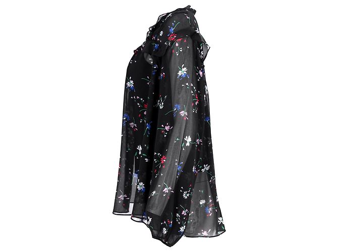 Maje Rüschentop mit Blumenmuster aus schwarzem Polyester - Ansicht 2