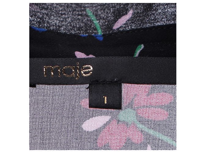 Maje Rüschentop mit Blumenmuster aus schwarzem Polyester - Ansicht 4