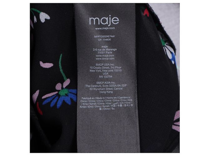 Maje Rüschentop mit Blumenmuster aus schwarzem Polyester - Ansicht 5