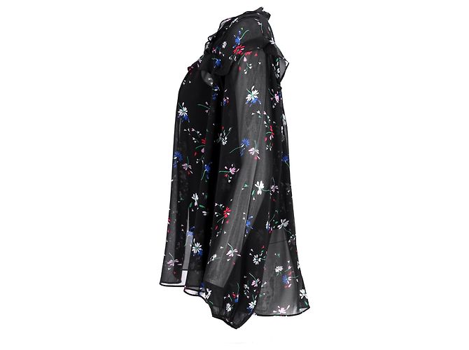 Maje Rüschentop mit Blumenmuster aus schwarzem Polyester - Ansicht 7