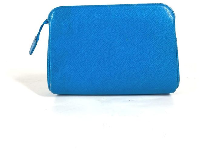 Pochette Multi Chanel in pelle caviar blu - vista 2