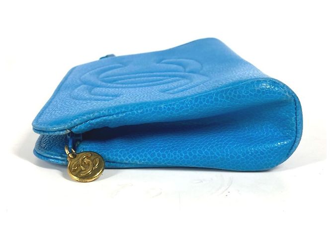 Pochette Multi Chanel in pelle caviar blu - vista 3