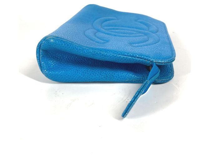 Pochette Multi Chanel in pelle caviar blu - vista 4