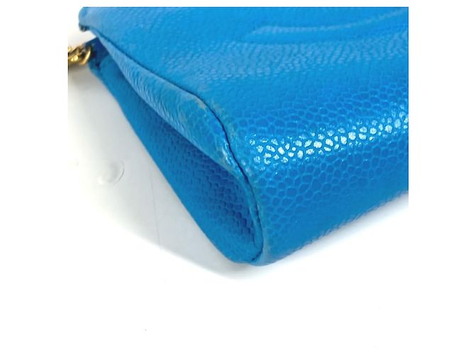 Pochette Multi Chanel in pelle caviar blu - vista 7
