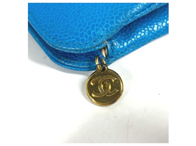 Pochette Multi Chanel in pelle caviar blu - vista 8