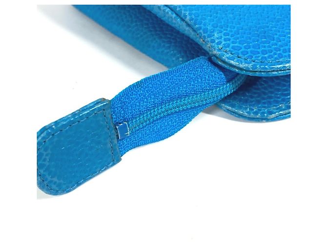 Pochette Multi Chanel in pelle caviar blu - vista 9