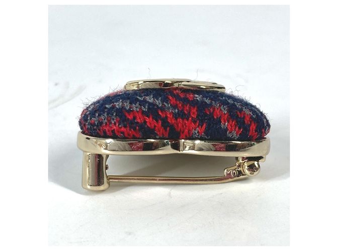 Spilla Chanel B22K Heart Coco Mark CC Rosso Blu navy - vista 6