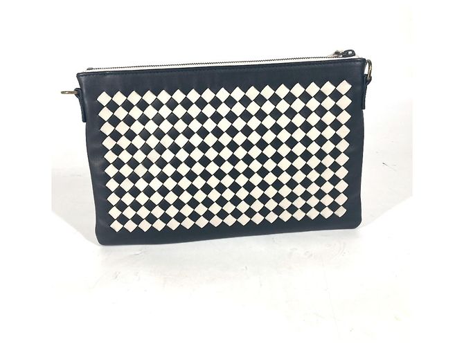 Borsa Pochette Intrecciato di Bottega Veneta Nero Bianco - vista 2
