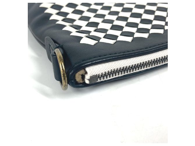 Borsa Pochette Intrecciato di Bottega Veneta Nero Bianco - vista 6