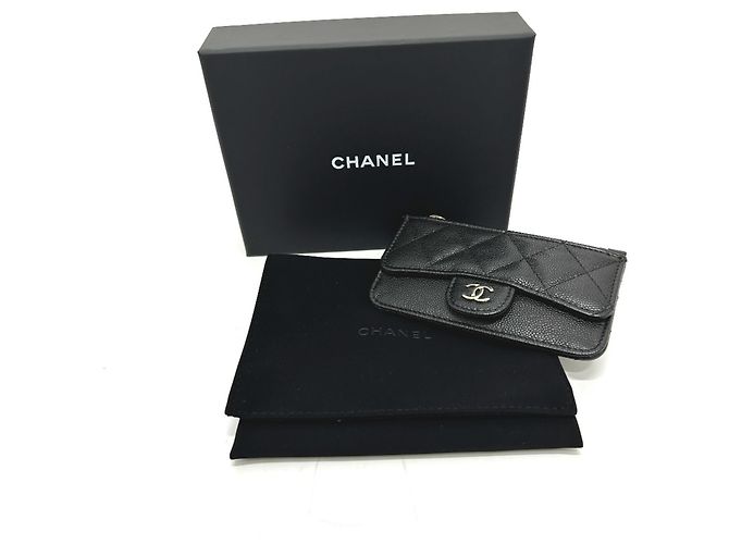 Tarjetero de cuero caviar Chanel Negro - vista 11