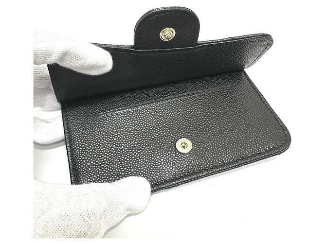 Tarjetero de cuero caviar Chanel Negro - vista 8