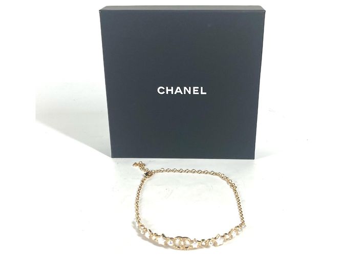 Chanel B24C CC Coco Mark Star Chain Choker Bianco D'oro - vista 11