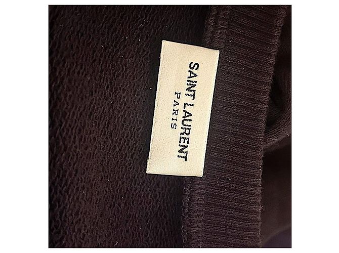Authentischer Saint Laurent 14 AW Slimane Sweatshirt aus Lammleder mit Fransen und Metallornament Schwarz - Ansicht 5