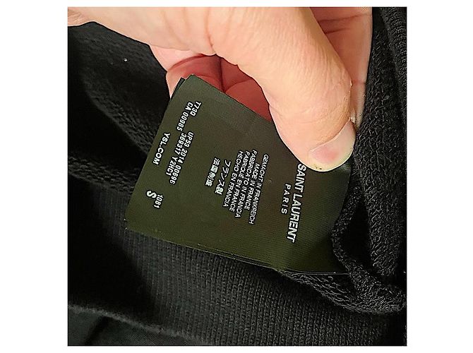 Authentischer Saint Laurent 14 AW Slimane Sweatshirt aus Lammleder mit Fransen und Metallornament Schwarz - Ansicht 9