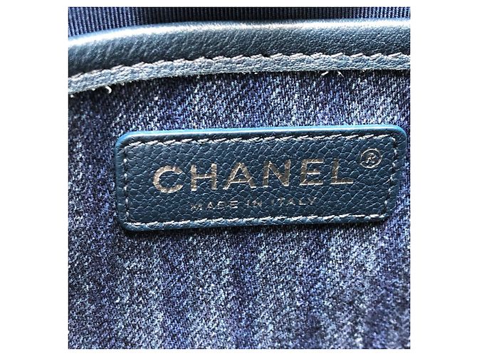 Borsa a spalla Chanel A57641 Matelassé Coco Mark in denim Blu - vista 15