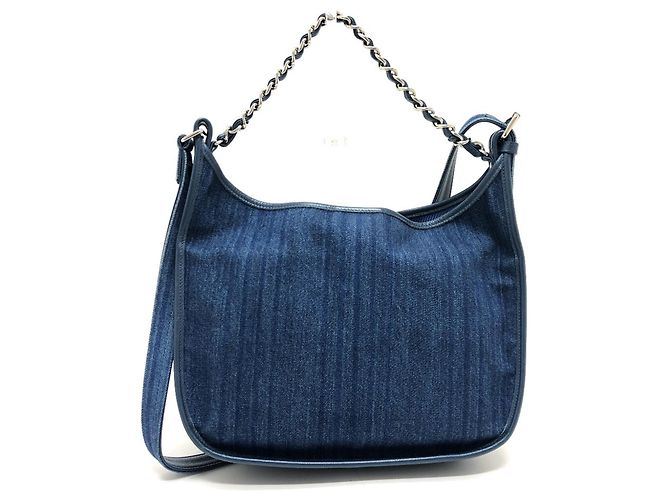Borsa a spalla Chanel A57641 Matelassé Coco Mark in denim Blu - vista 2