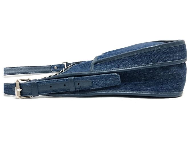 Borsa a spalla Chanel A57641 Matelassé Coco Mark in denim Blu - vista 4
