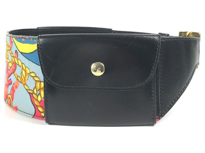 Belt Bag Céline Bolsa de cintura Celine com cinto largo e padrão de lenço Preto Multicor - vista 4