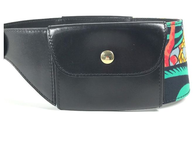 Belt Bag Céline Bolsa de cintura Celine com cinto largo e padrão de lenço Preto Multicor - vista 5