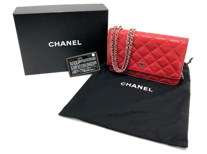 Borsa a spalla in pelle caviar rossa Chanel Rosso - vista 13