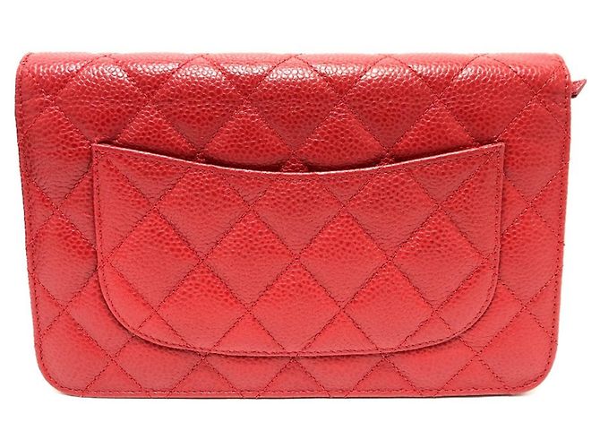 Borsa a spalla in pelle caviar rossa Chanel Rosso - vista 2