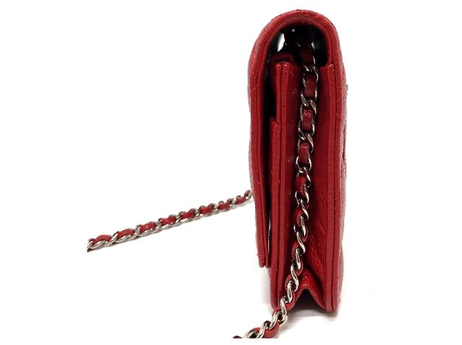 Borsa a spalla in pelle caviar rossa Chanel Rosso - vista 4