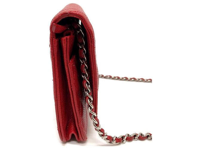 Borsa a spalla in pelle caviar rossa Chanel Rosso - vista 5