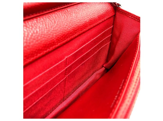 Borsa a spalla in pelle caviar rossa Chanel Rosso - vista 7